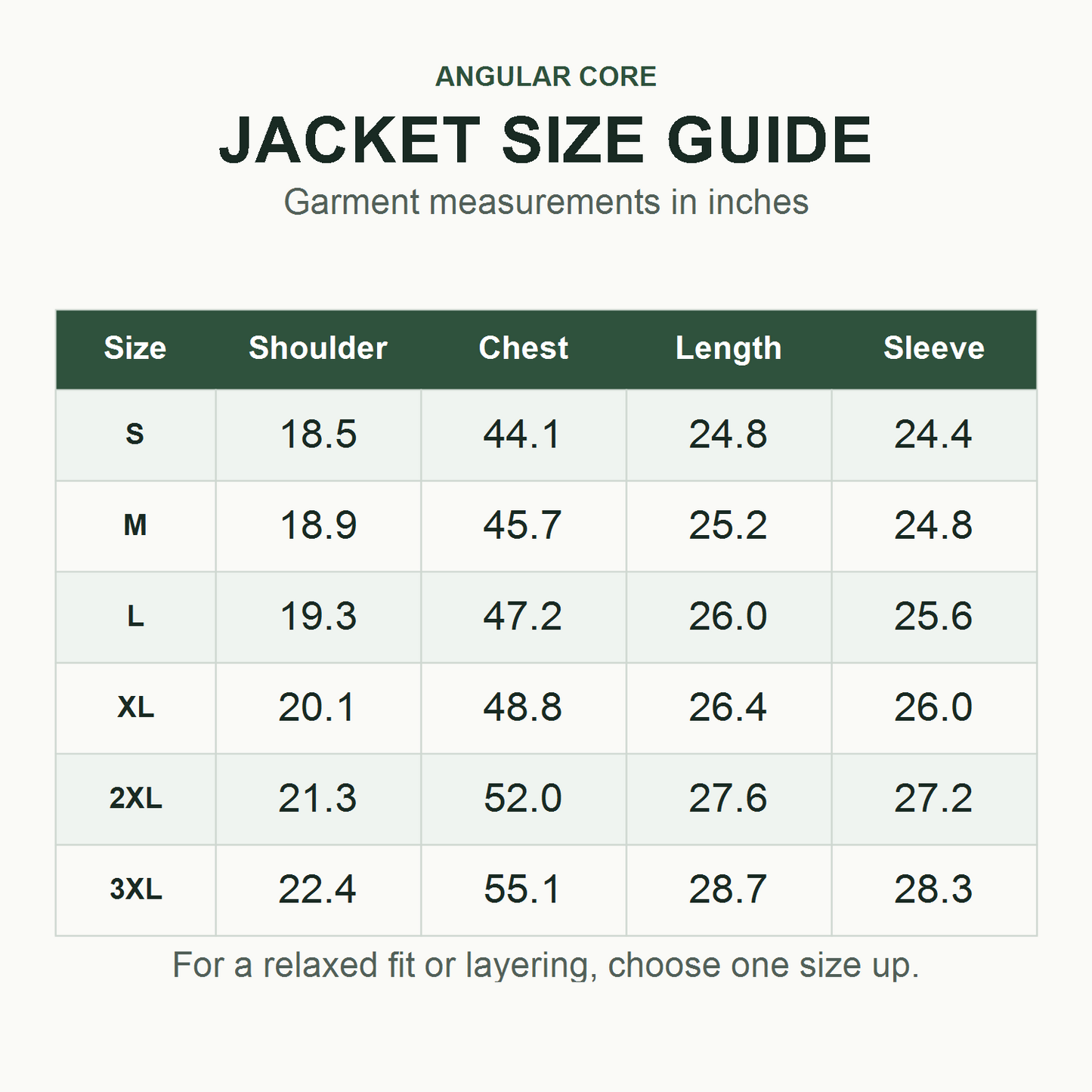 Wensley Hooded Utility Jacket size guide in inches