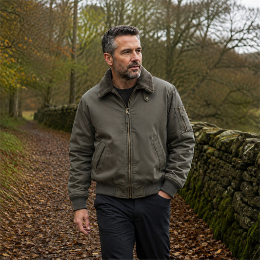 Sedbergh men's fleece-lined bomber jacket — olive outdoor