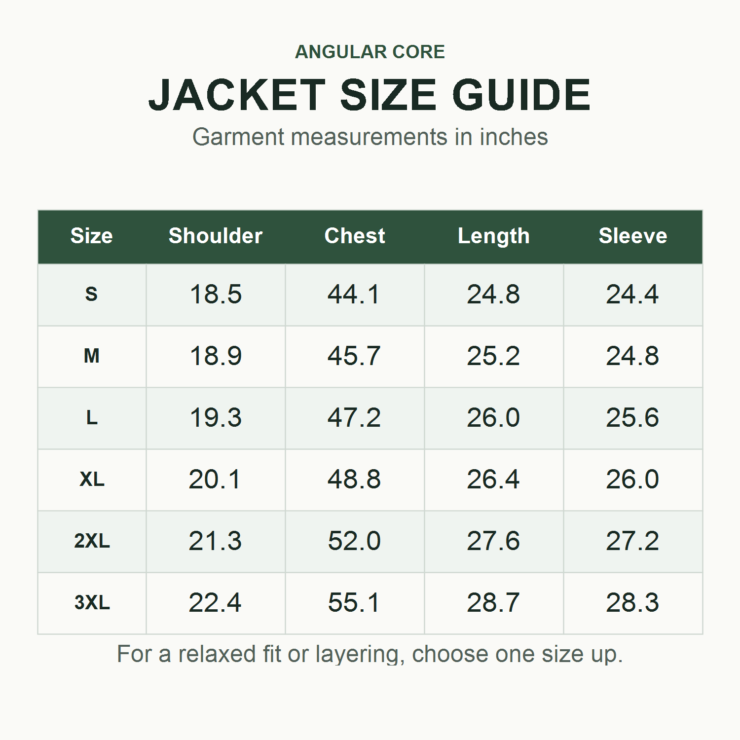 Wensley Hooded Utility Jacket size guide in inches