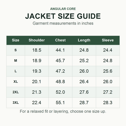 Wensley Hooded Utility Jacket size guide in inches