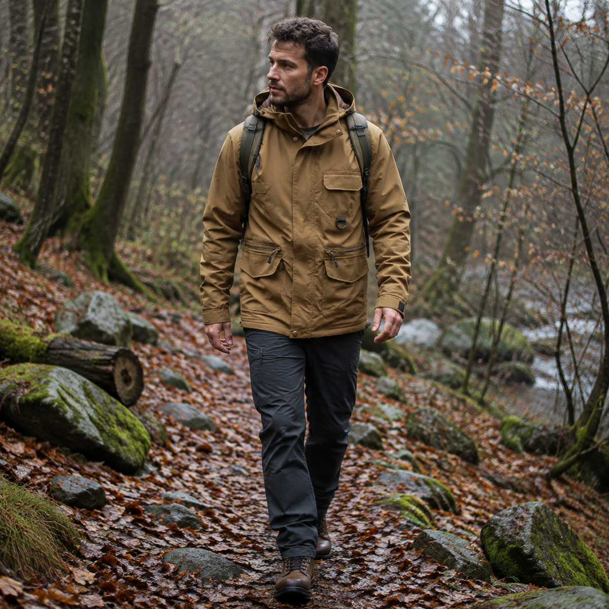 Helvellyn Men's Windproof Utility Jacket - brown outdoor