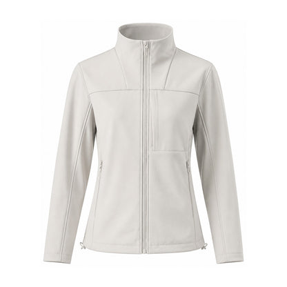 Malham fleece-lined softshell jacket — women khaki white