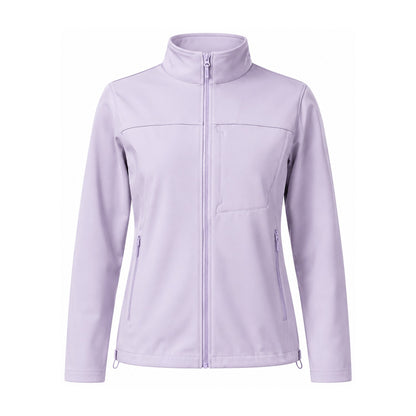 Malham fleece-lined softshell jacket — women purple white