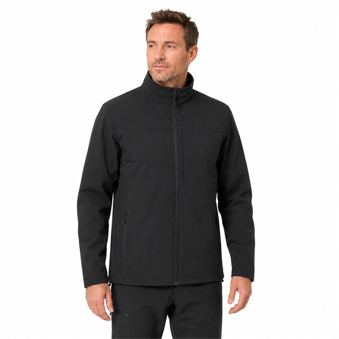 Malham fleece-lined softshell jacket — men model