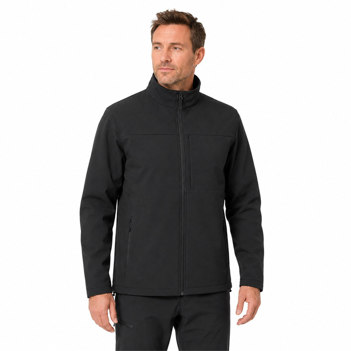 Malham fleece-lined softshell jacket — men model