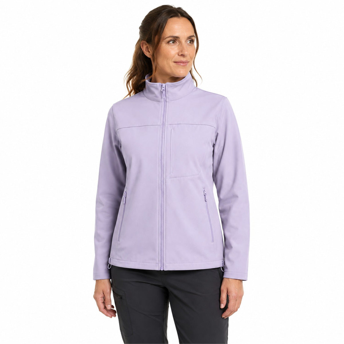 Malham fleece-lined softshell jacket — women model