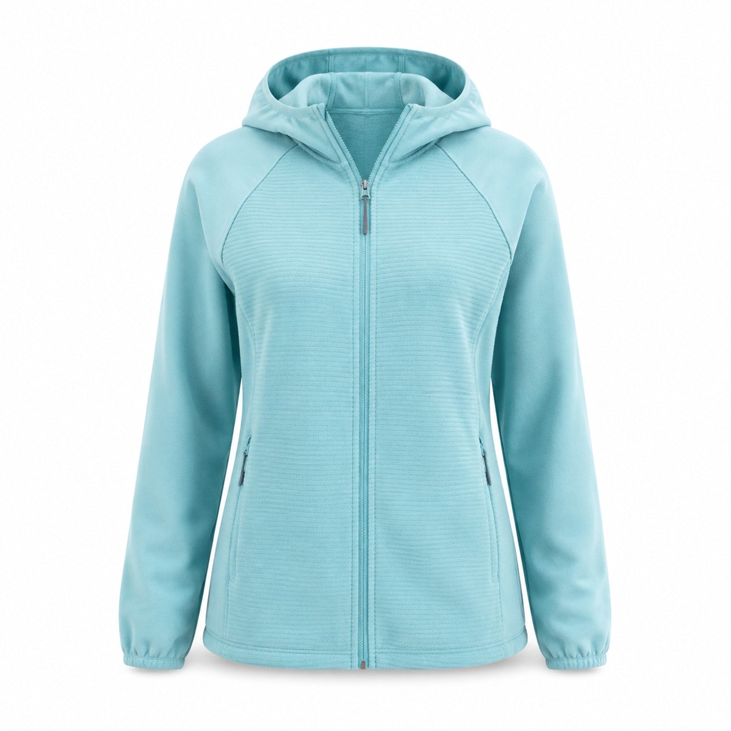 Aira women's hooded fleece — teal white