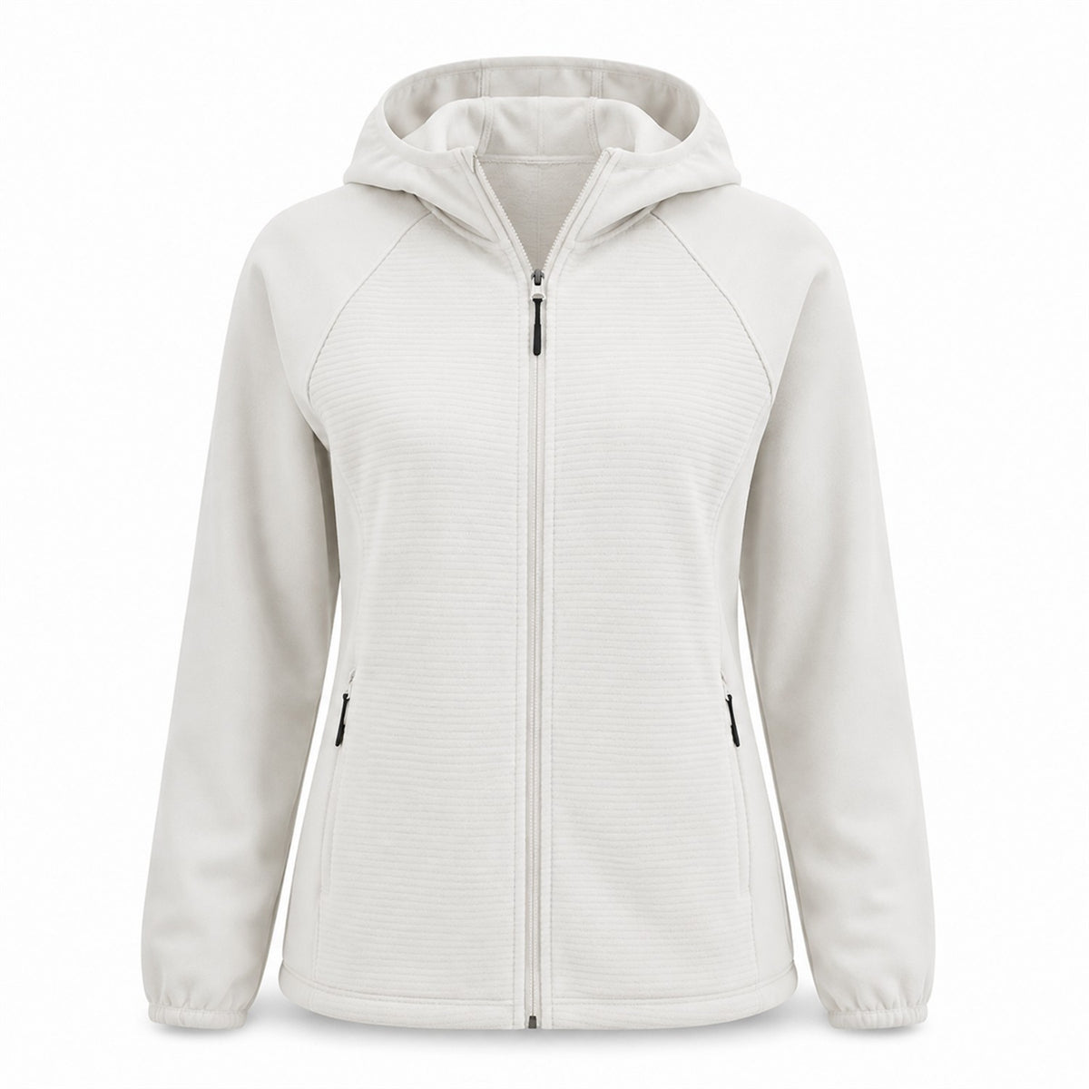 Aira women's hooded fleece — ivory white
