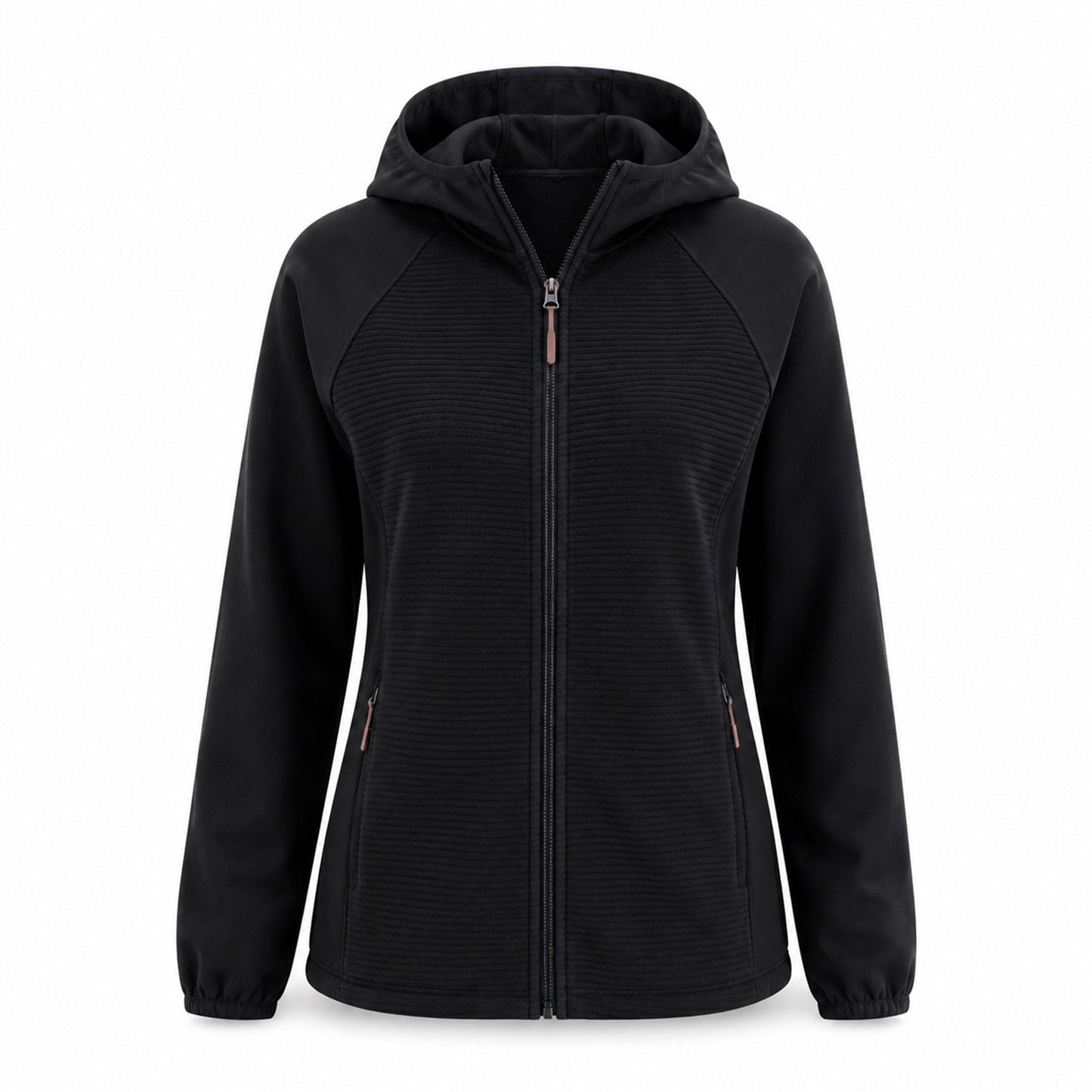 Aira women's hooded fleece — black white