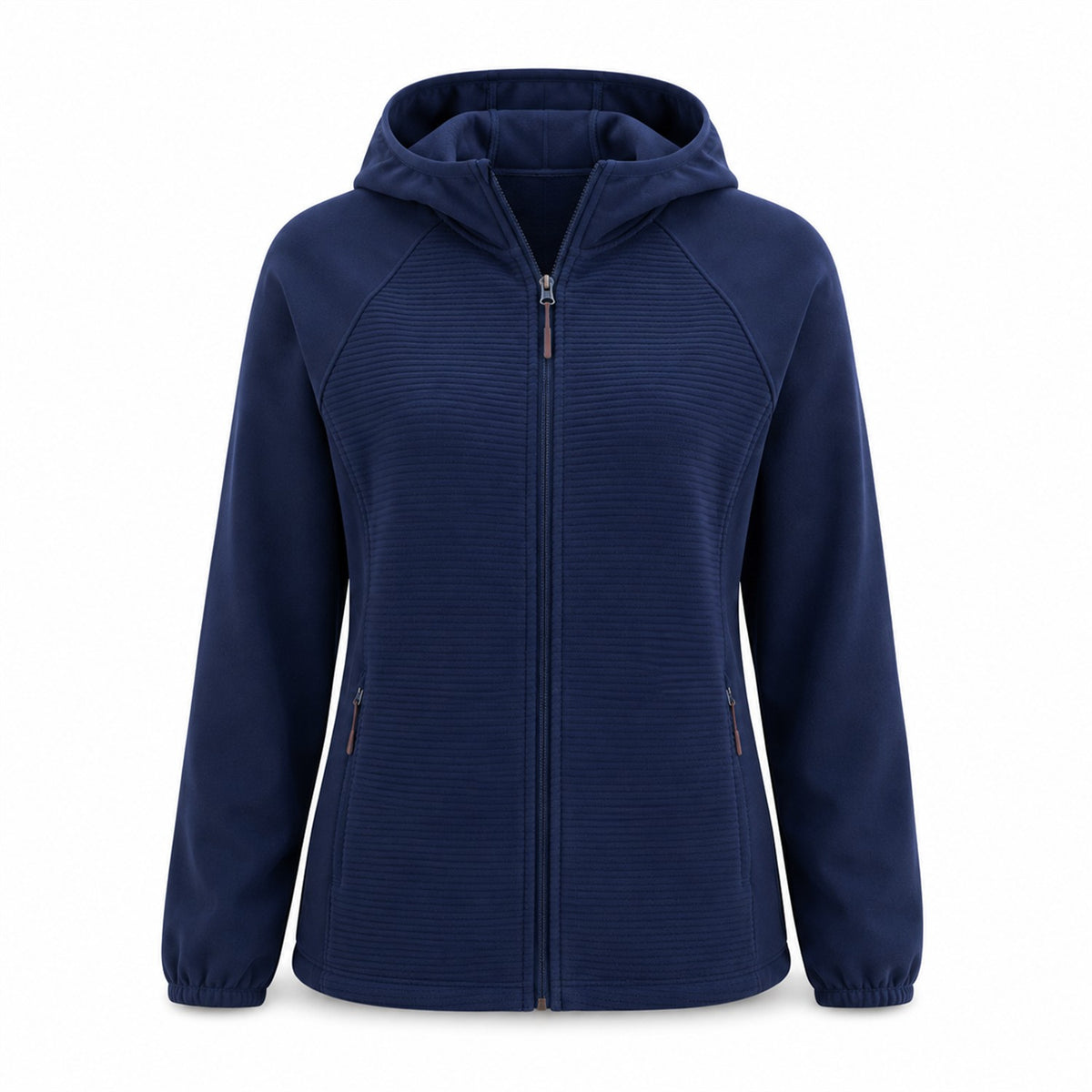Aira women's hooded fleece — navy white
