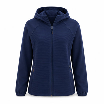 Aira women's hooded fleece — navy white