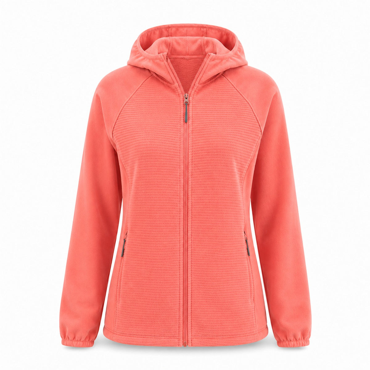 Aira women's hooded fleece — red white