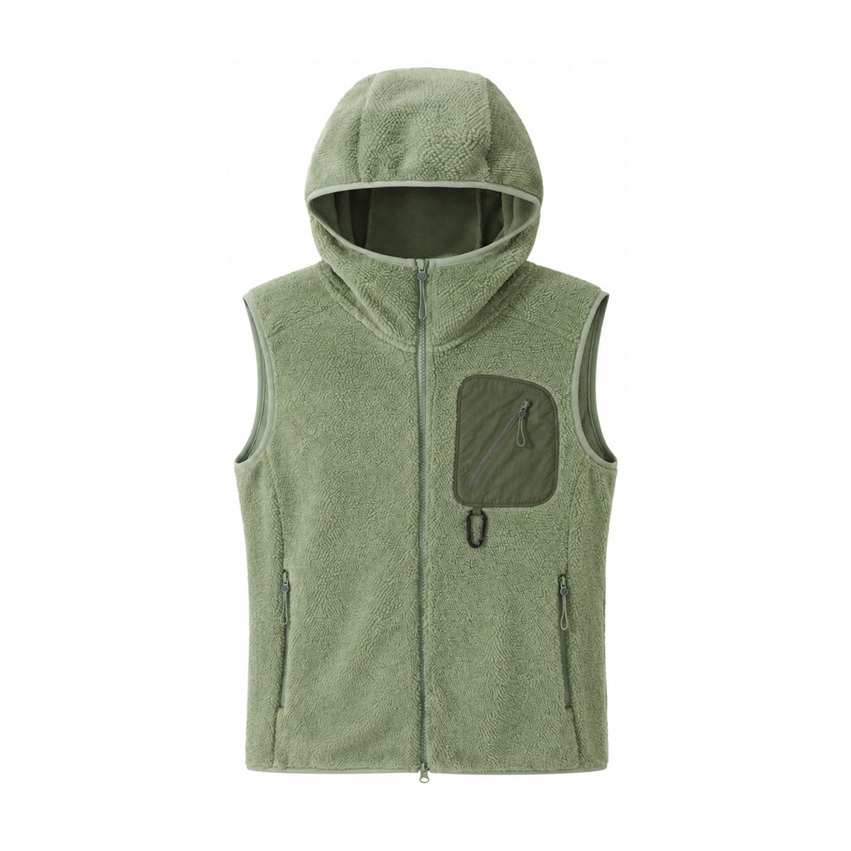 Rydal hooded fleece gilet — green white feed
