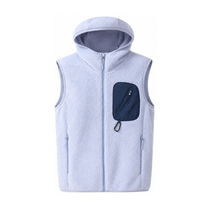 Rydal hooded fleece gilet — blue white feed