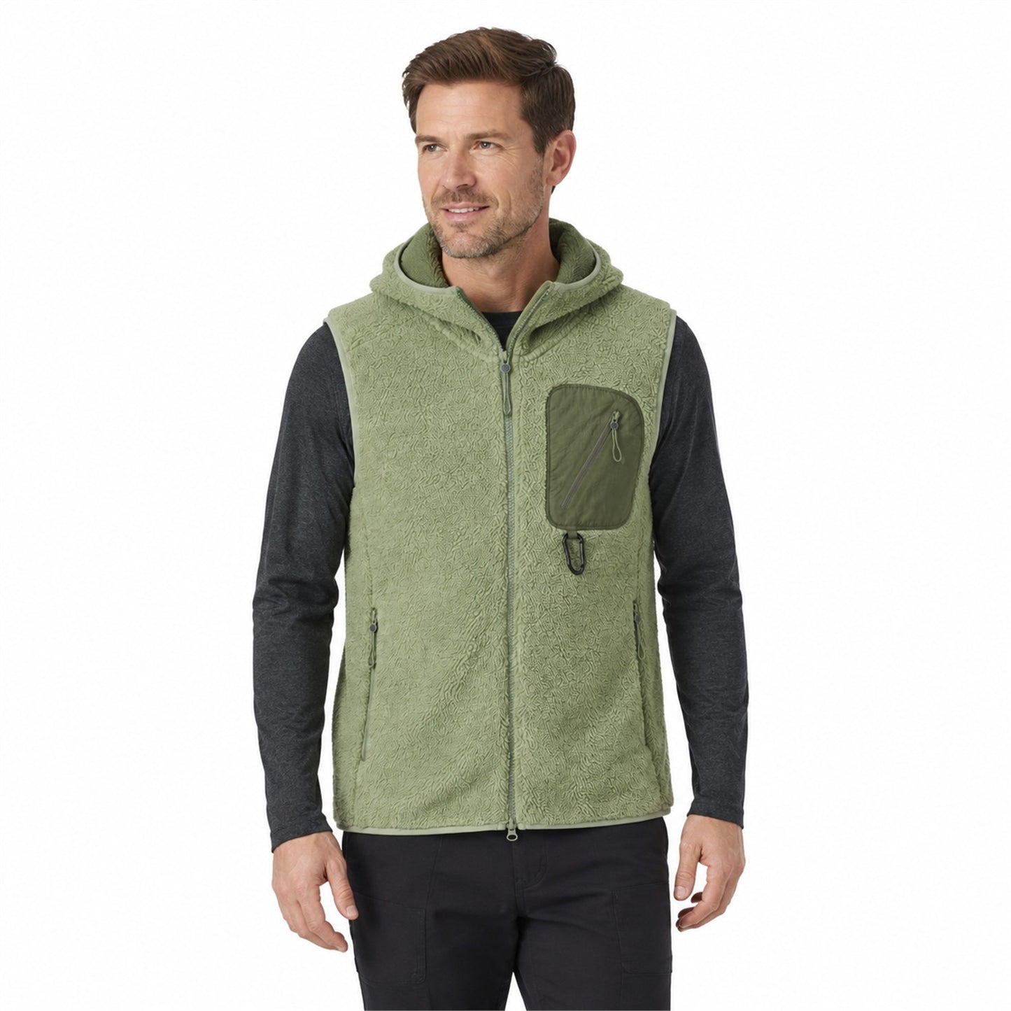 Rydal hooded fleece gilet — men model