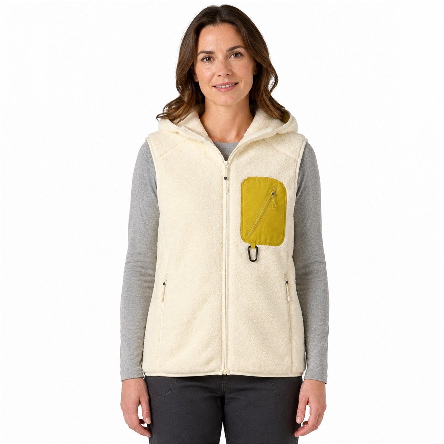 Rydal hooded fleece gilet — women model