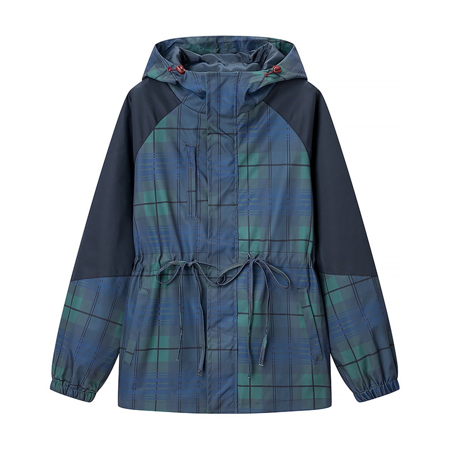 Caledon Women's Tartan Drawcord Jacket - navy tartan white