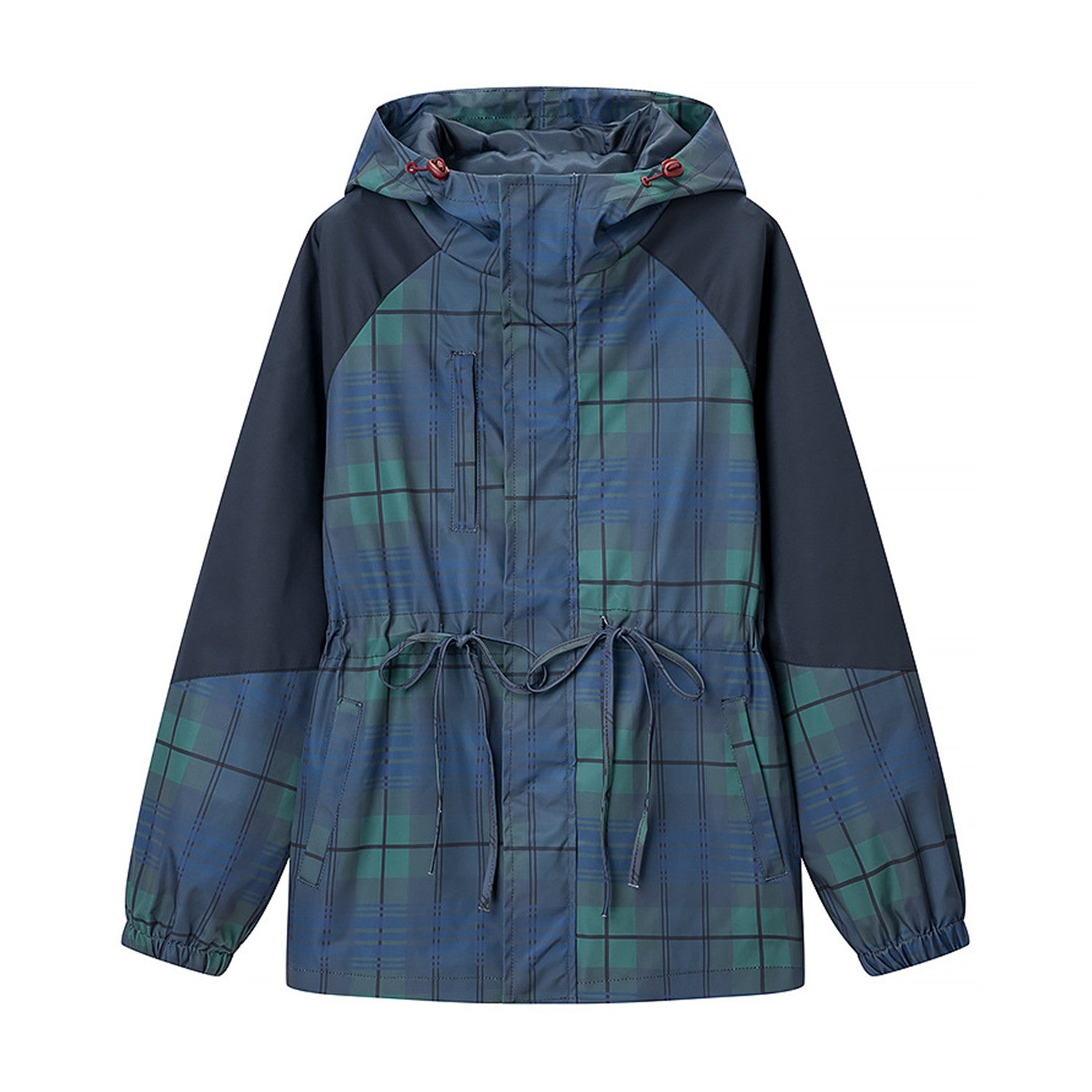 Caledon Women's Tartan Drawcord Jacket - navy tartan white