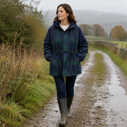 Caledon Women's Tartan Drawcord Jacket - outdoor