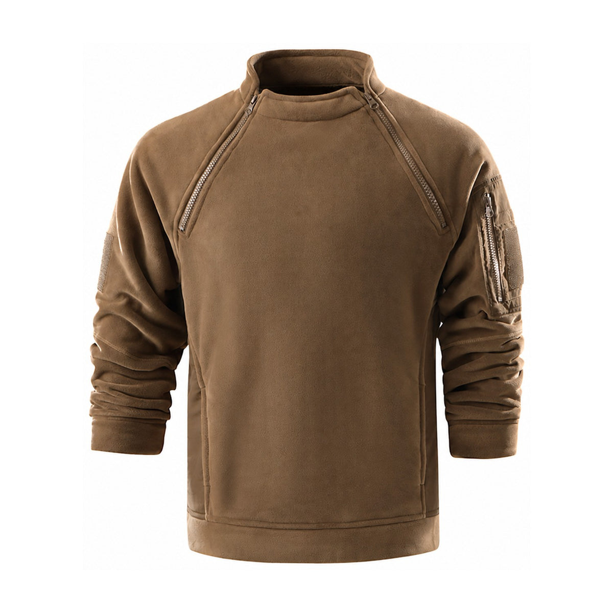 Kielder men's zip-neck fleece pullover - brown white