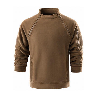 Kielder men's zip-neck fleece pullover - brown white