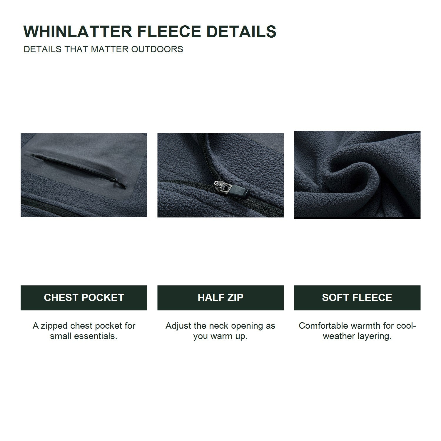 Whinlatter men's half-zip fleece - feature details