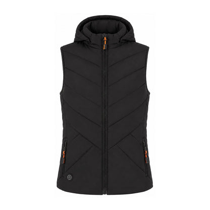 Teesdale Women's Heated Hooded Gilet - black front