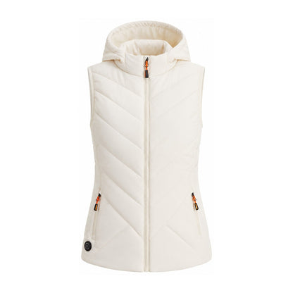 Teesdale Women's Heated Hooded Gilet - white front