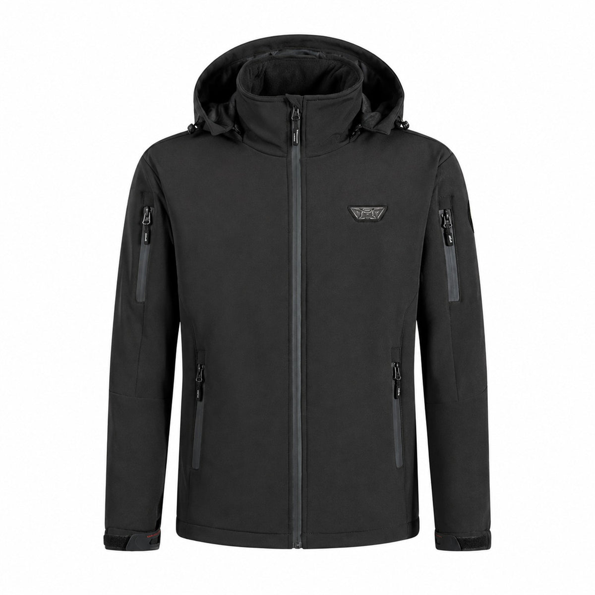 Tynedale men's heated hooded jacket in Black, front view