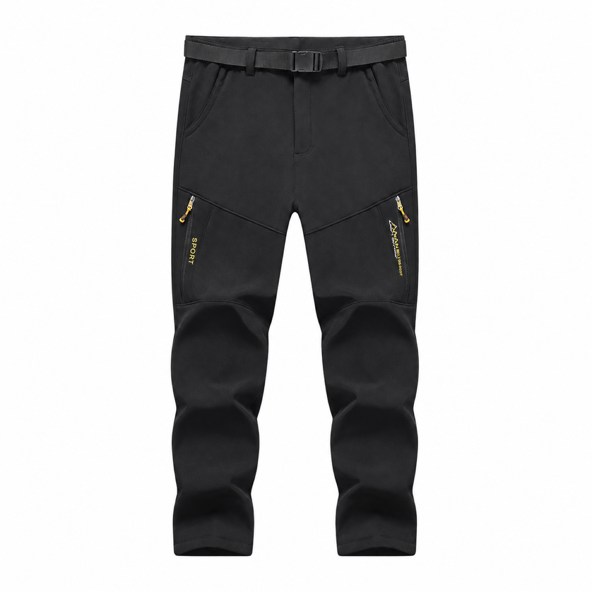 Men's fleece-lined softshell trousers — black