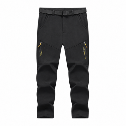 Men's fleece-lined softshell trousers — black