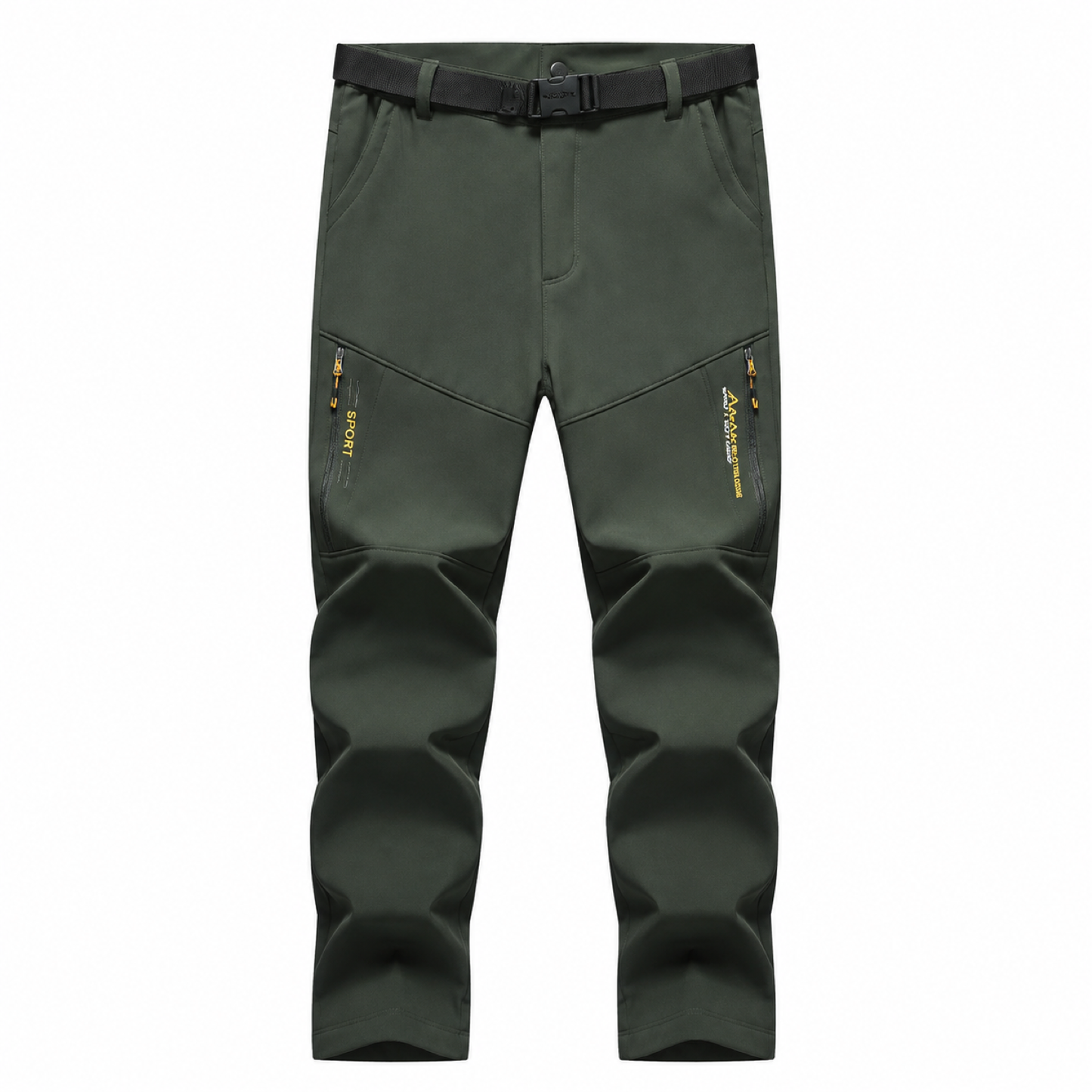 Men's fleece-lined softshell trousers — green