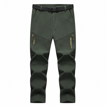 Men's fleece-lined softshell trousers — green