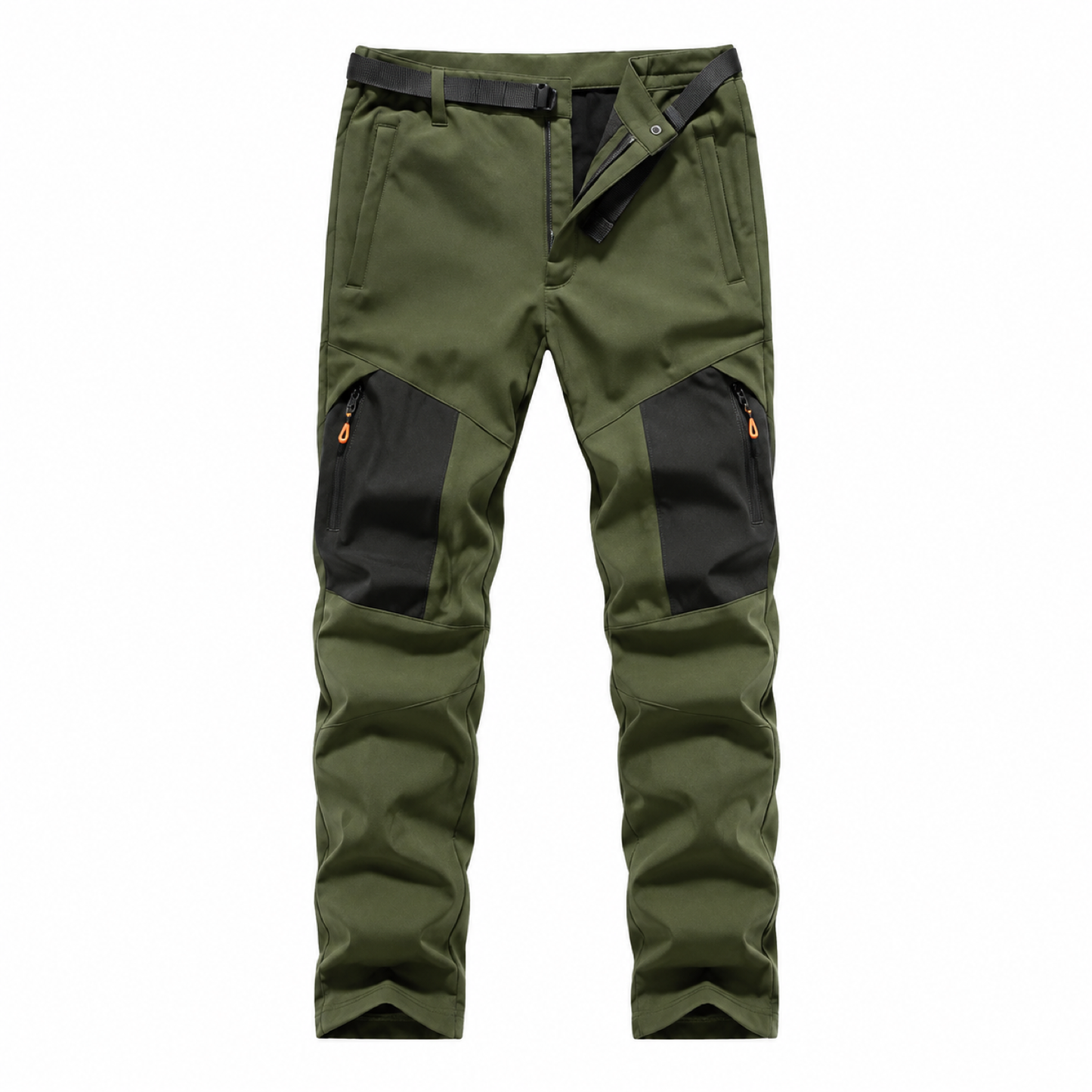 Men's fleece-lined panel walking trousers — green