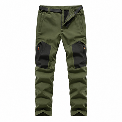 Men's fleece-lined panel walking trousers — green