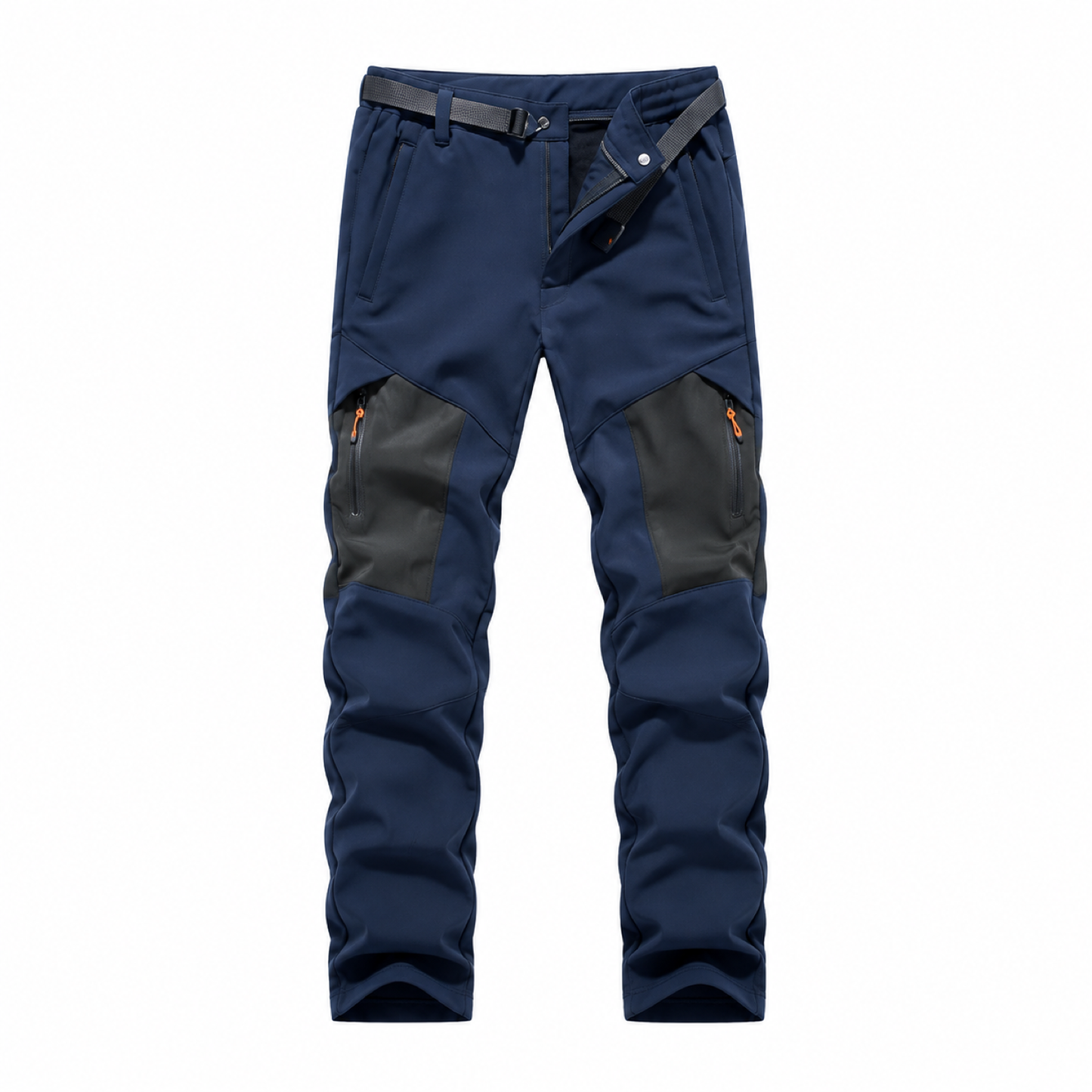 Men's fleece-lined panel walking trousers — navy