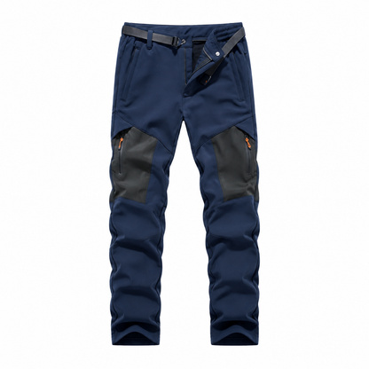 Men's fleece-lined panel walking trousers — navy