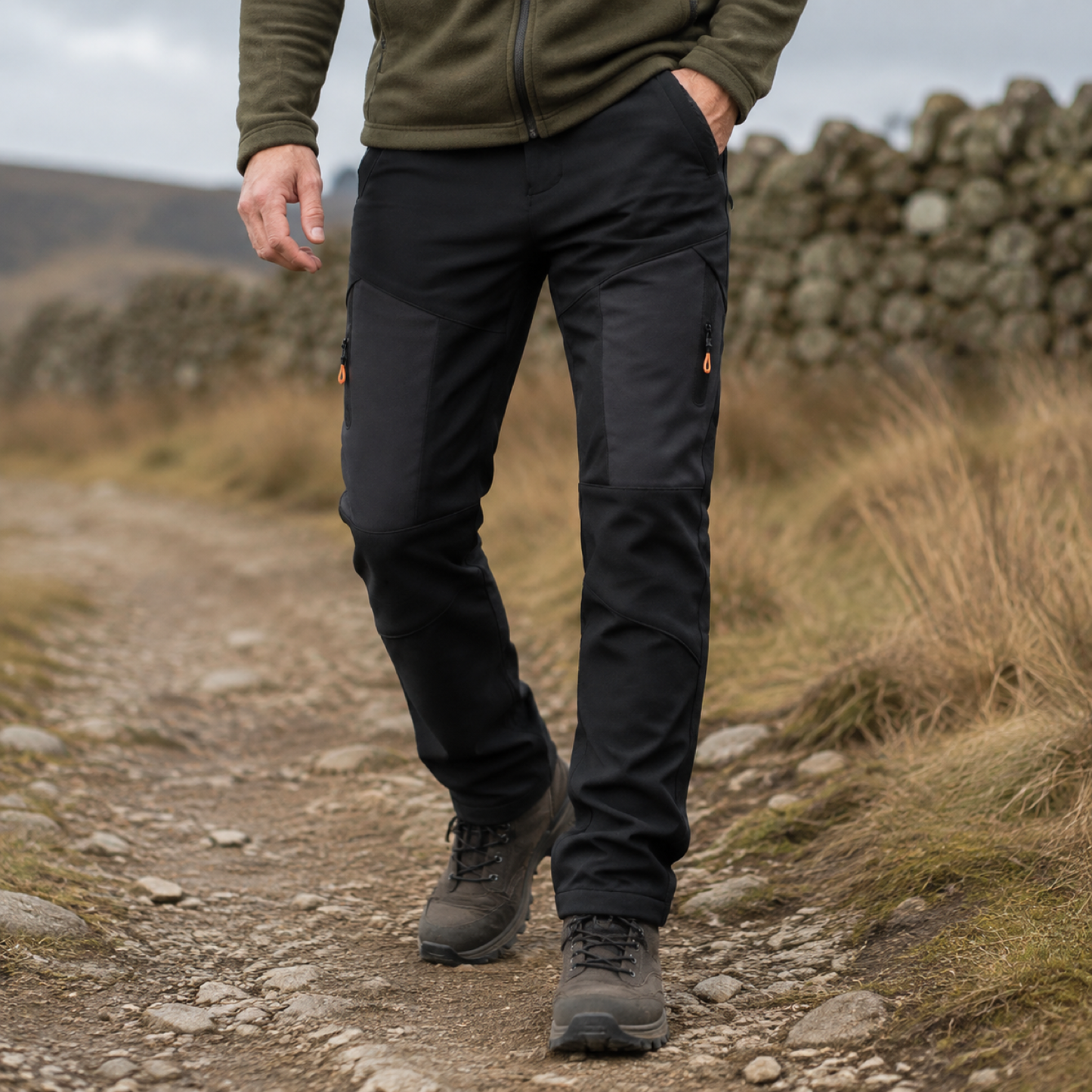 Men's fleece-lined panel walking trousers — outdoor