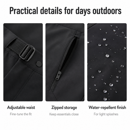 Men's water-repellent walking trousers — details
