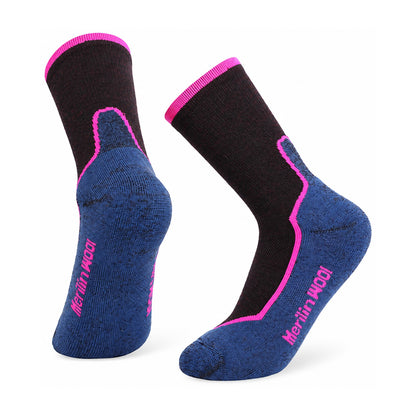 Falstone merino blend hiking socks – Blue / Pink