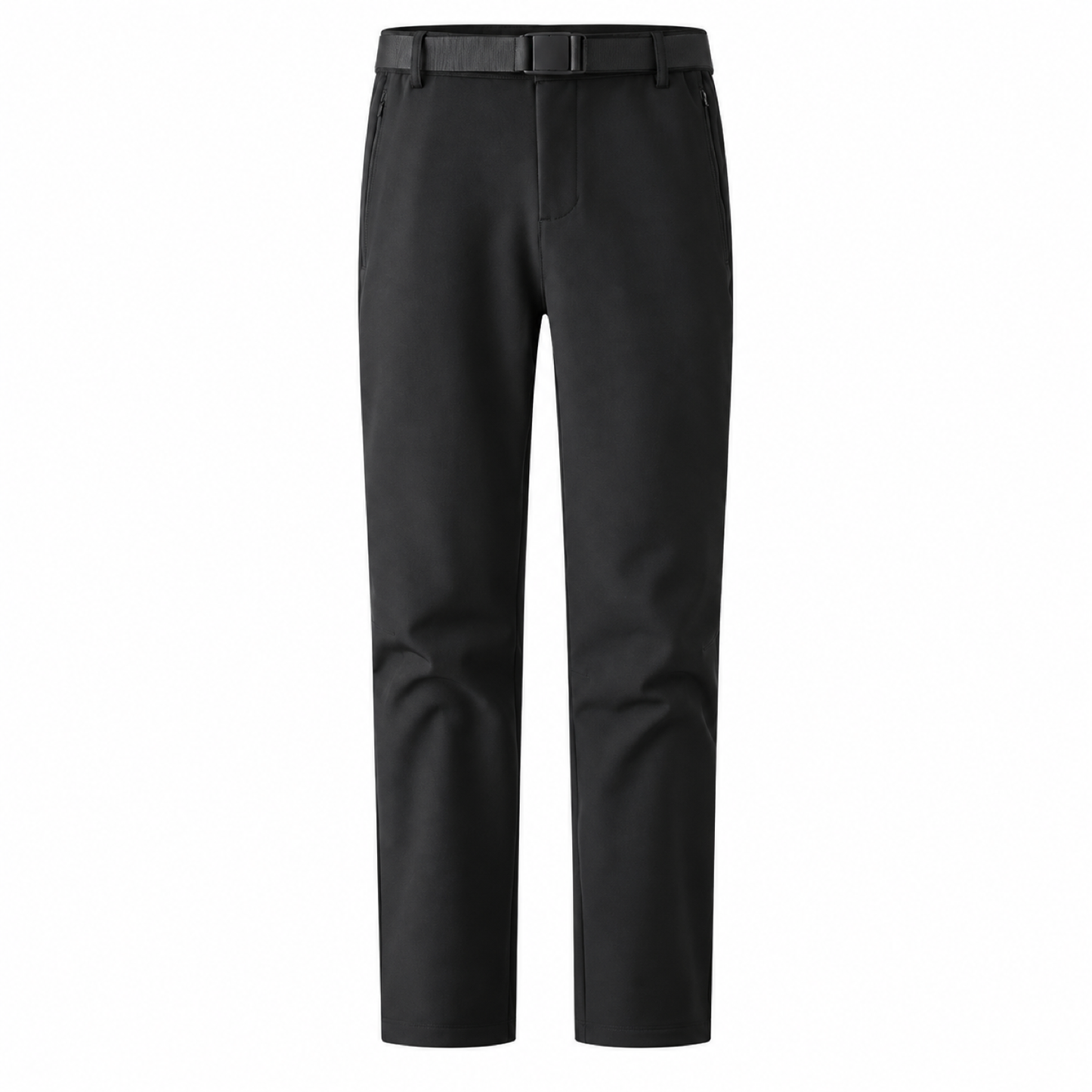 Malham men's black fleece-lined walking trousers, front view