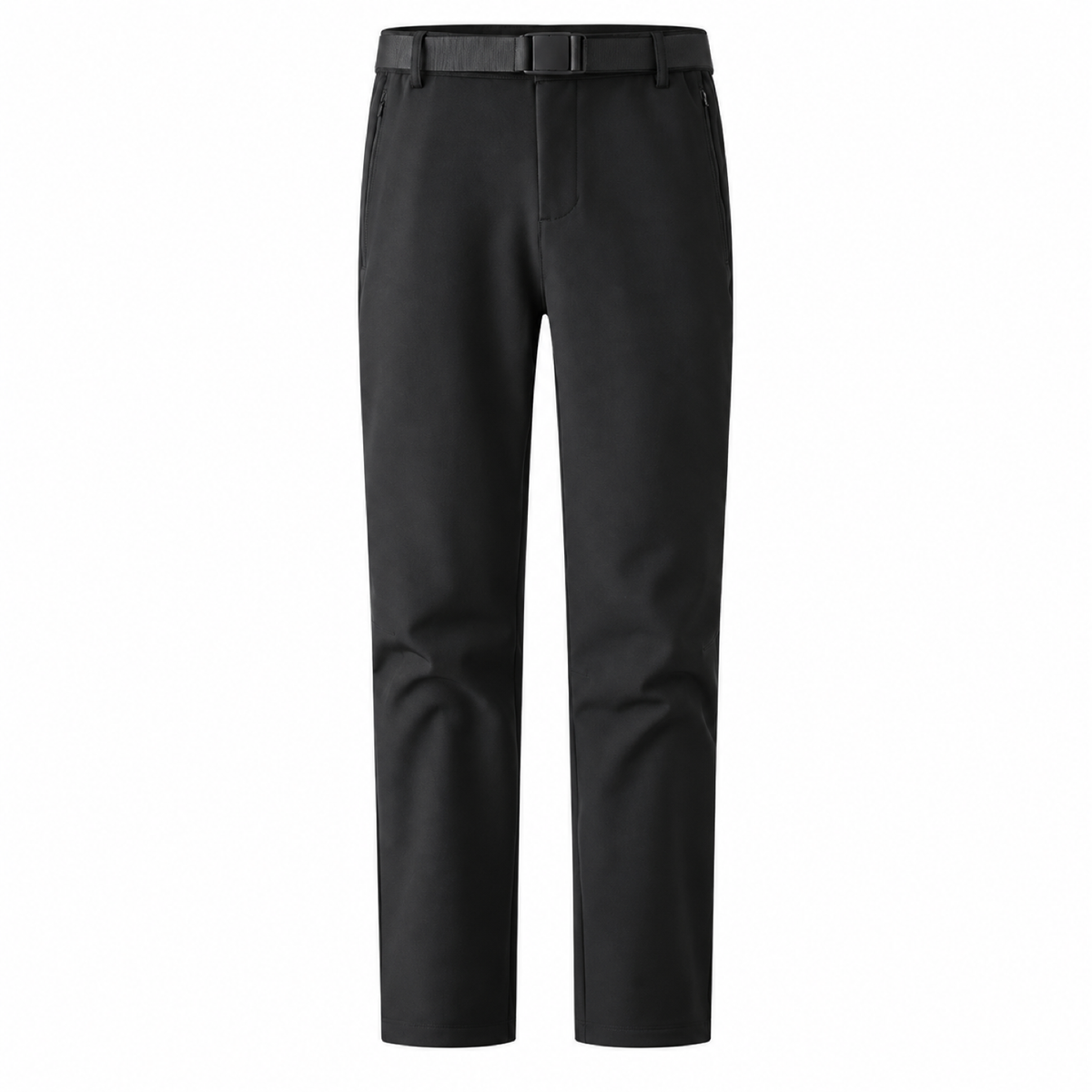 Malham men's black fleece-lined walking trousers, front view
