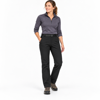 Malham women's black trousers, full-length studio view