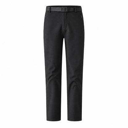 Malham women's black fleece-lined walking trousers, front view
