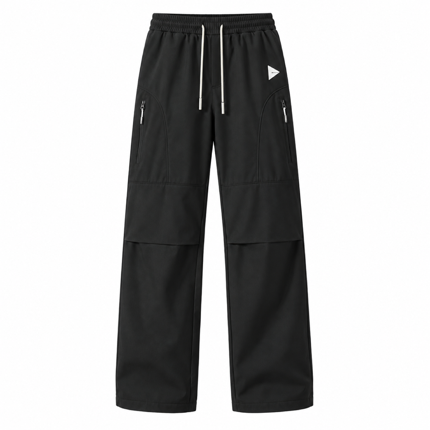 Cheviot men's fleece-lined relaxed walking trousers in Black, front view
