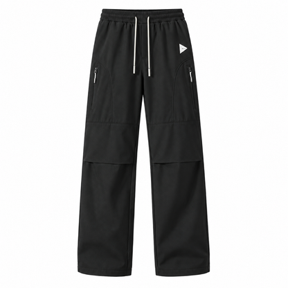 Cheviot men's fleece-lined relaxed walking trousers in Black, front view