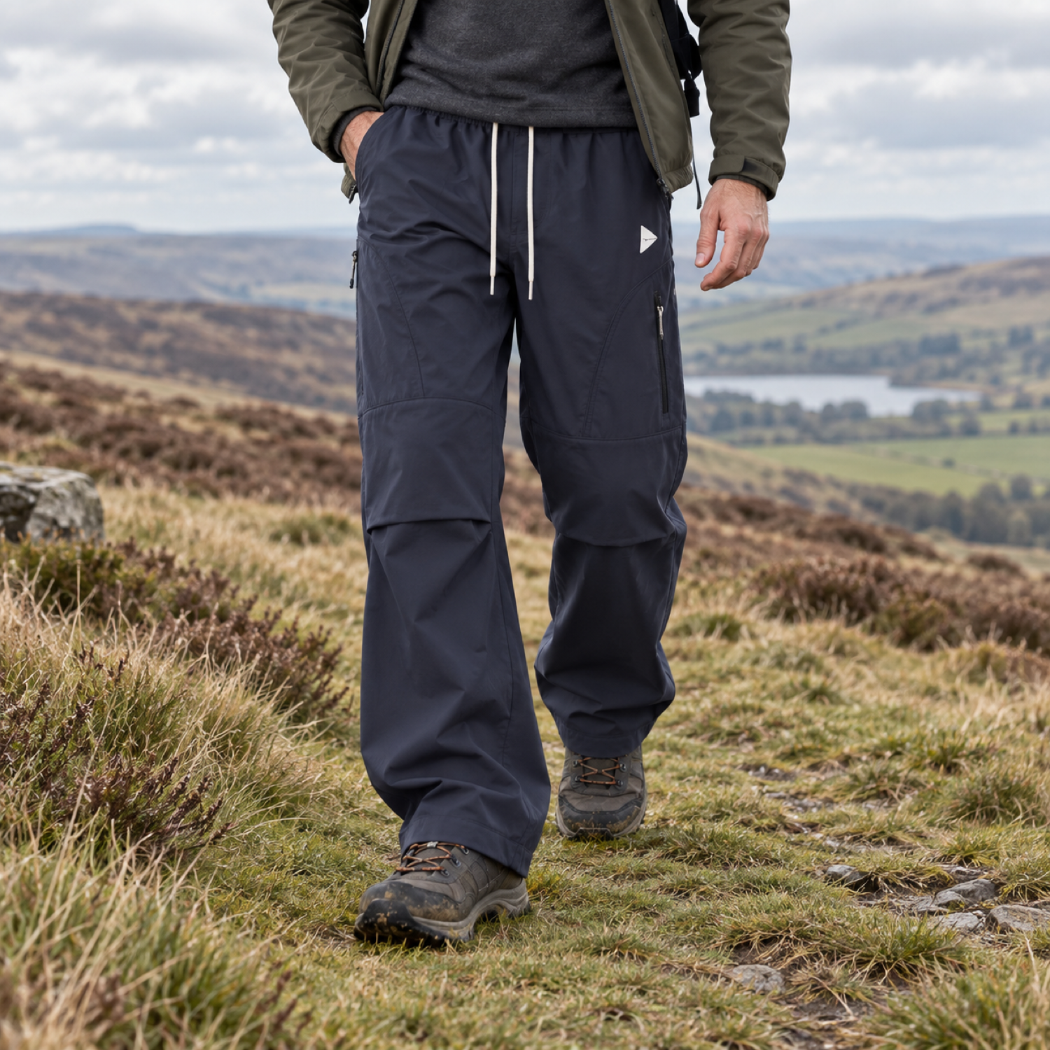 Cheviot men's navy trousers on an autumn walk