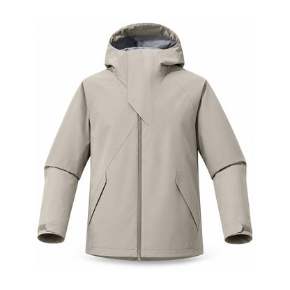 Kielder hooded shell jacket — khaki front