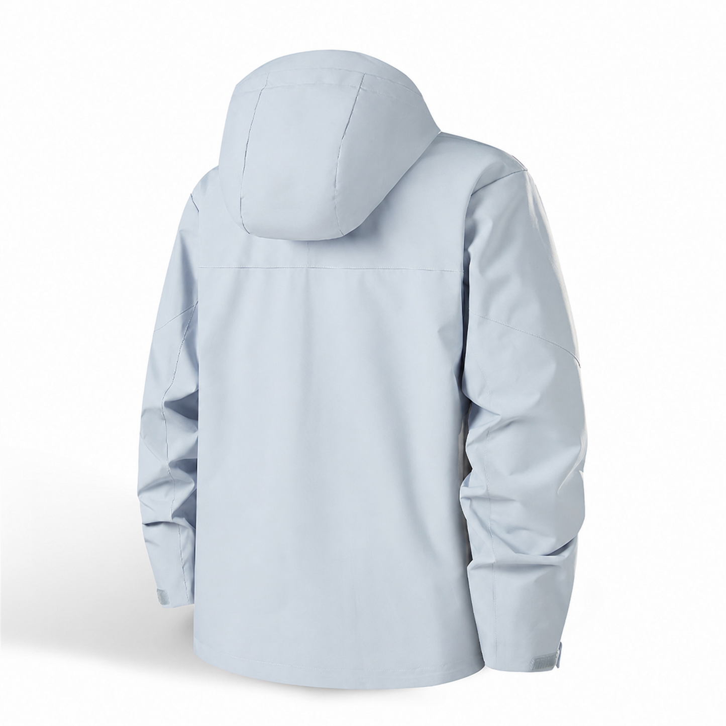 Kestrel 3-in-1 outdoor jacket in ice blue, clean back view on white