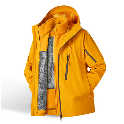 Kestrel 3-in-1 outdoor jacket in orange, front view on white